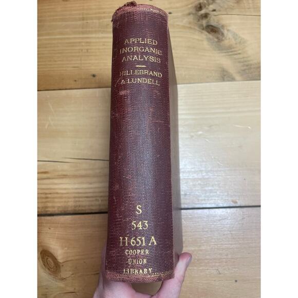 Applied Inorganic Analysis by Hillebrand & Lundell. Cooper Union Library. 1929 - Picture 1 of 6